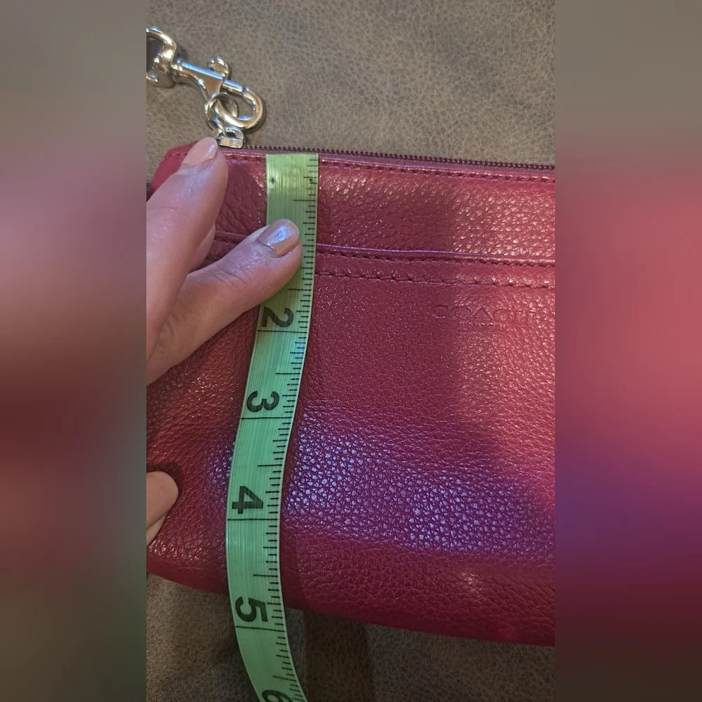 Red Coach Leather Wristlet Logo Tag Office School Work Church NWOT